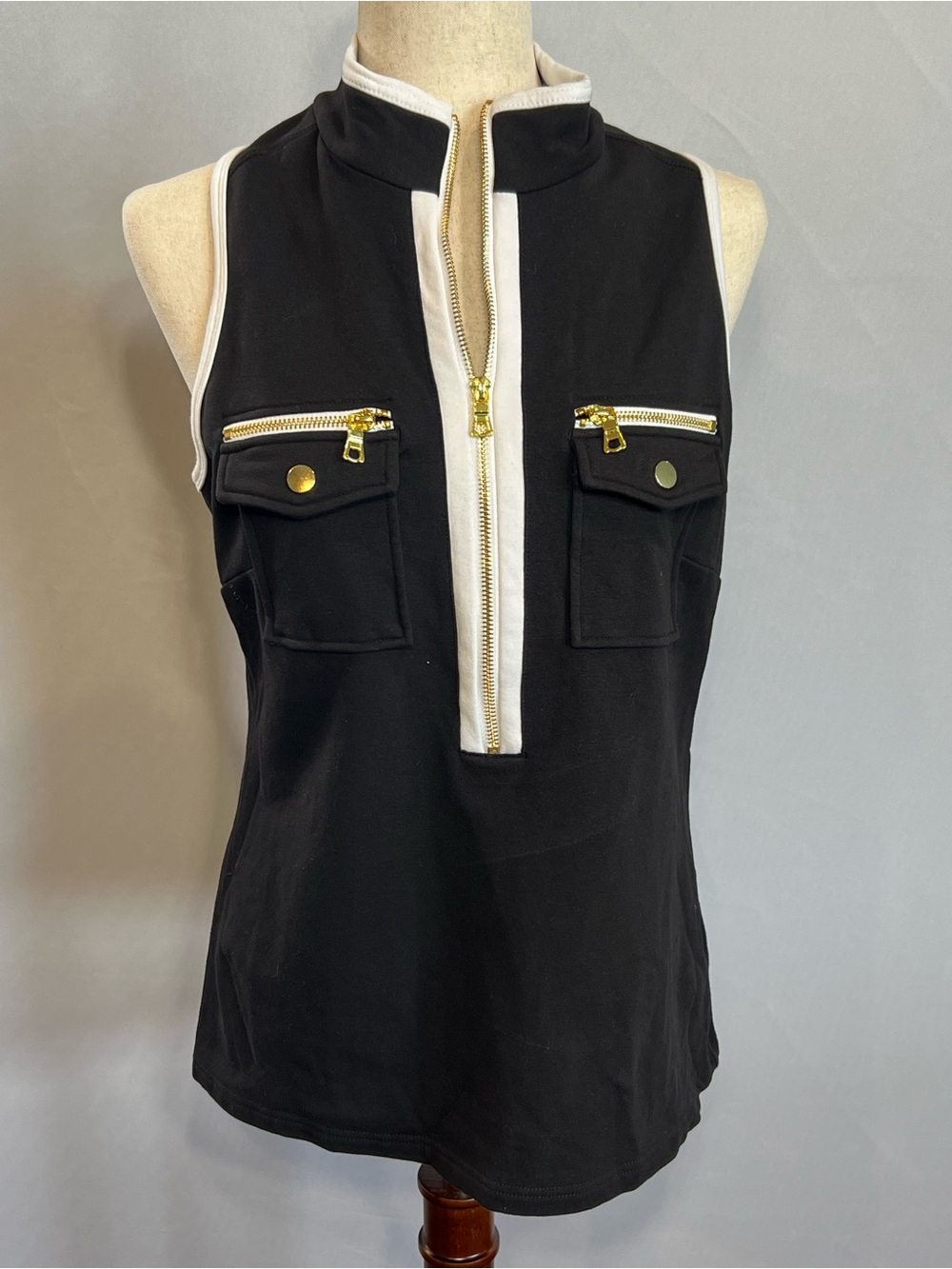Boston Proper Black Zipper Vest Tank